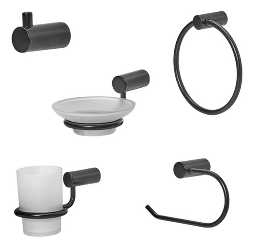 Kit Accesorios Baño Peirano Black Linea 10000 5 Piezas