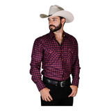 Camisa Vaquera Caballero Morada Rayas Claras Chh062