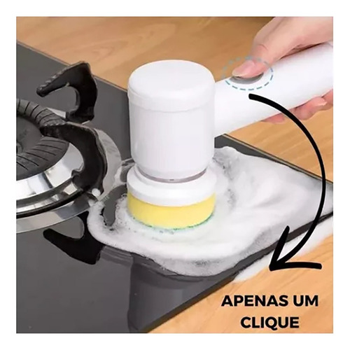 Escova Esfregão De Limpeza 3 Em 1 Elétrico Giratório Mini Cor Branco