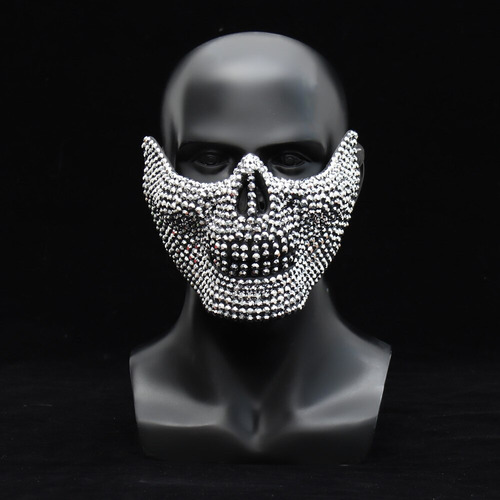 Máscara De Esqueleto De Dj Punk Skull Face Half Diamond Rock