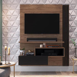 Painel Home Theater Até Tv 48 Polegadas Marrom Madeira Preto