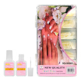 Kit Manicure 500 Tips Curvatura C Natural Refil 02 Cola