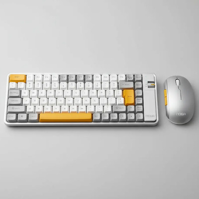 Combo Teclado Mouse Recargable Usb Bluetooth Noga Q20 Gris - Gris Blanco