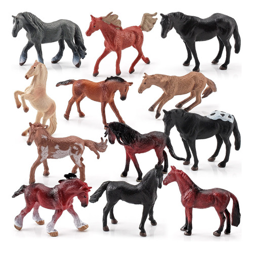 Juego De 12 Pcs Figura De Juguete De Caballo Realista Grande