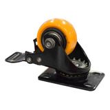 Rodachina De 1-1/2 40mm 40kg Plano Naranja Con Freno