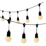 Varal De Luzes Festão 10m Preto Plug Europeu C/ Lamp Led