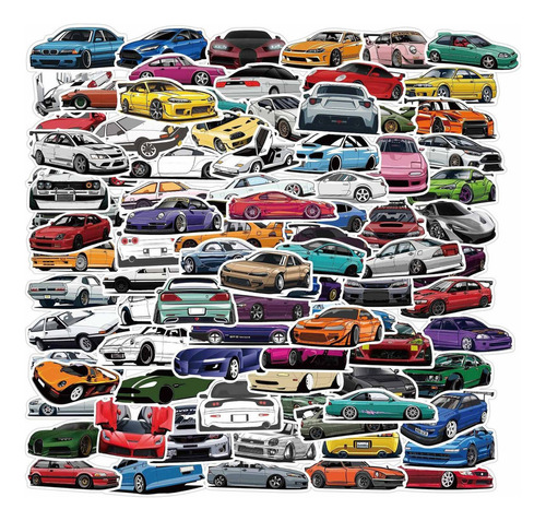 100 Unidades/juego De Pegatinas Jdm Cars Para Niños Juguete