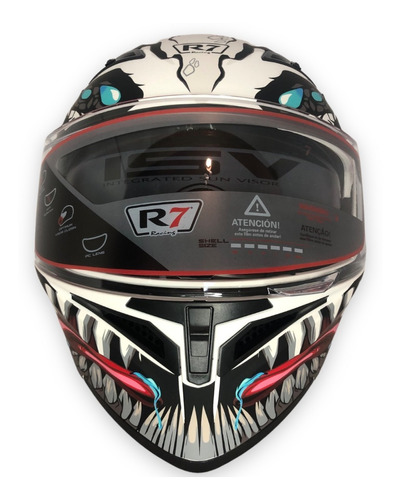  Casco Abatible R7 Racing Toothly Monster Doble Mica Dot 