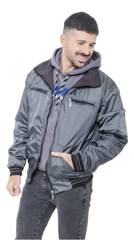 Campera Rompeviento Forrada Polar Hombre