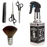  Set  Para Barberia Silver Atomizador + Bledo + Tijeras