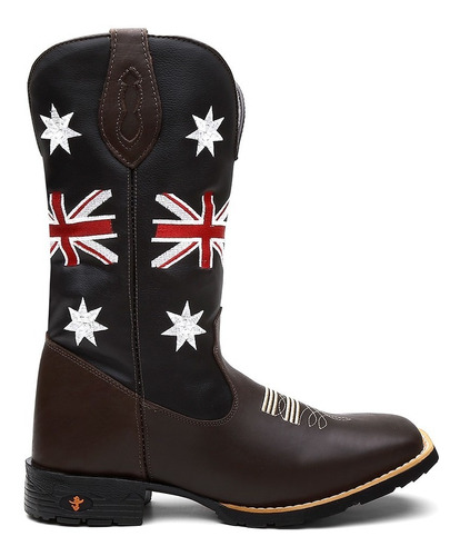 Bota Botina Texana Country Masculina Couro Inglaterra Pião