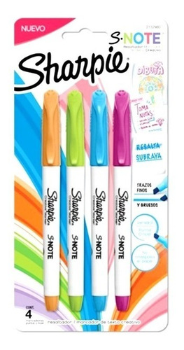 Marcadores Sharpie S-note Punta Cincel 4 Colores