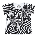 Camiseta Feminina Duas Zebras Frente Animal Print 128