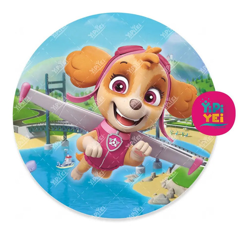 Lona Paw Patrol Niña Para Mampara Redonda 2m Aro Candy Bar