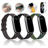 T 3 Correas Y Mica Cristal Para Xiaomi Mi Watch Band 8 Cuero