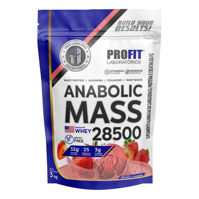 Hipercalórico Anabolic Mass 28500 3kg Profit Labs Sabor Morango | MercadoLivre