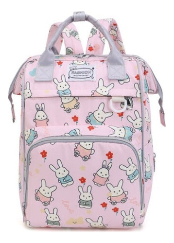 Mochila Maternal Conejos Kawaii Y Bolsillo Térmico Estampada