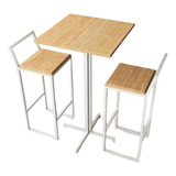 Conjunto Mesa Alta Bar Bistrô Quad 2 Banquetas Confort Pinus