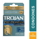 Condones De Látex Trojan Piel Desnuda 3 Condones