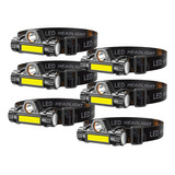 Kit 6 Lanterna Cabeça Capacete Recarregável Led T6 + 1 Led