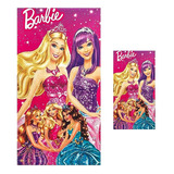 Kit 1 Toalha Banho Barbie Pop + 1 Toalha Rosto Personalizada