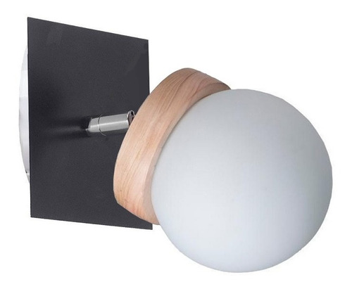 Aplique 1 Luz Elyn Madera Globo Opal Apto Led G9 Deco