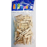 Pack X 50 Mini Broches De Madera Asb Natural 35 Mm