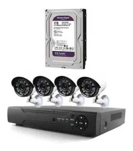 Kit Cctv De Seguridad 4 Cam Full Hd 1080p + Disco Duro 1 Tb