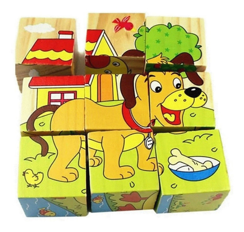 Cubos Didactico Rompecabezas Puzzle De Madera 6 En 1 Niños