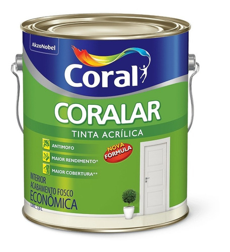 Tinta Acrílica Anti Mofo Coral Fosco 3,6l Escolha A Cor