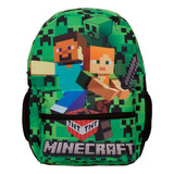 Mochila Infantil Masculina Juvenil Minecraft Costa Cor Verde