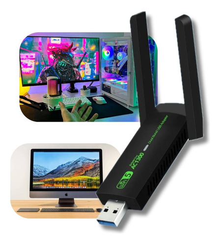 Adaptador Wifi 5g Usb 3 Dual Band Ac1300mbps Envio Imediato