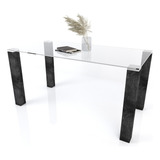 Mesa De Comedor Rectangular Estilo Nórdico La Font Reims De Vidrio