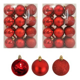 Adorno Navidad 48pz Decoracion Esferas Navideñas 3cm Color Rojo Liso
