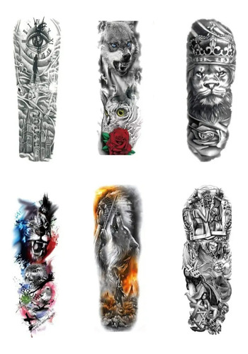 Tatuajes Temporales 6 Hojas Brazo Pierna Completa Realista