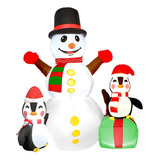 Muñeco De Nieve Inflable De Navidad Con Pingüinos, Lindo