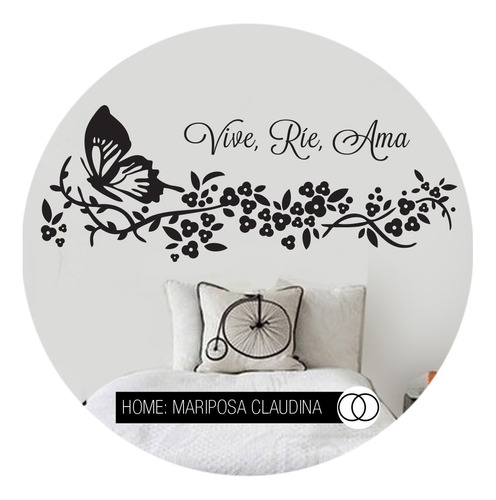 Vinilos Decorativos Pared Mariposa Flor Frase Respaldo Cama