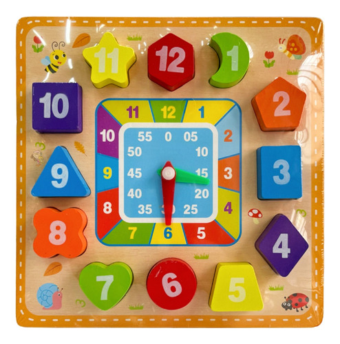 Juego Didáctico Madera Encastre Reloj Didáctico Infantil