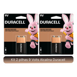 2 (duas) Bateria 9v Alcalina Duracell Original