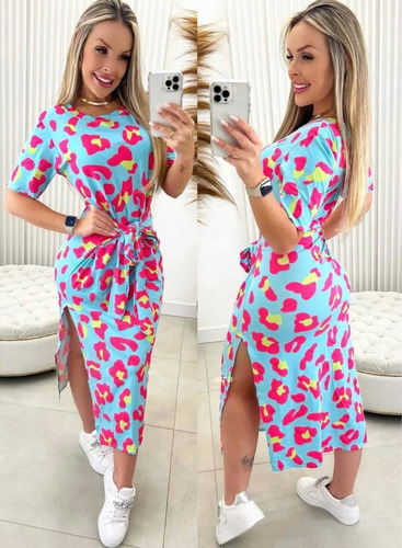 Vestido Bata Mídi Gode Frente Única Soltinho Rodado Verão