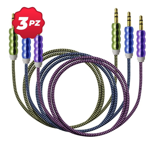 Cable Auxiliar 3.5mm Tipo Agujeta Reforzado Colores 1 Metro