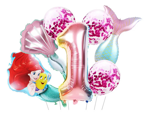 Globos Metálicos (7 Piezas) Fiesta Temática Sirenita