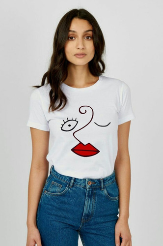 Hermosa Camiseta De Mujer Diseño Rostro Mujer Abstracto 