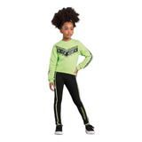 Conjunto Moletom Infantil Menina Blusão Legging Neon Marlan