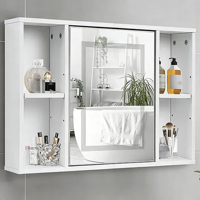Botiquín De Pared Con Espejo Led Y Almacenamiento Lateral