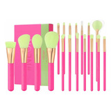 Docolor Set De 18 Brochas Maquillaje Neón Rosa Y Verde N1815