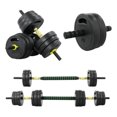 Set De Mancuernas 20 Kg Ajustables Para Ejercicio Gym Altera Color Verde Claro