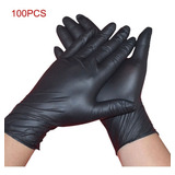 100 Guantes Mecánicos Desechables Sin Polvo De Nitrilo Negro