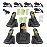 Kit Aparelho Telefone Sem Fio 4 Ramal Bina Alcance 50 A 300m