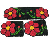 Tapetes Frufru Preto Flores Vermelho